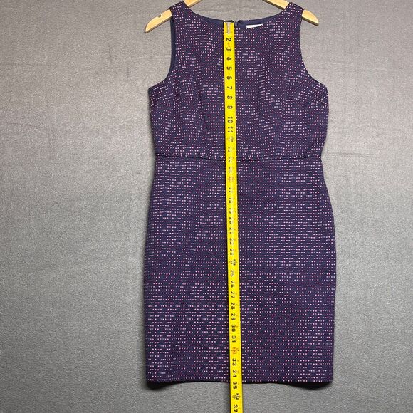 LOFT Women's Woven Textured Sleeveless Sheath Navy/Pink Size 8 Dress - Picture 7 of 8